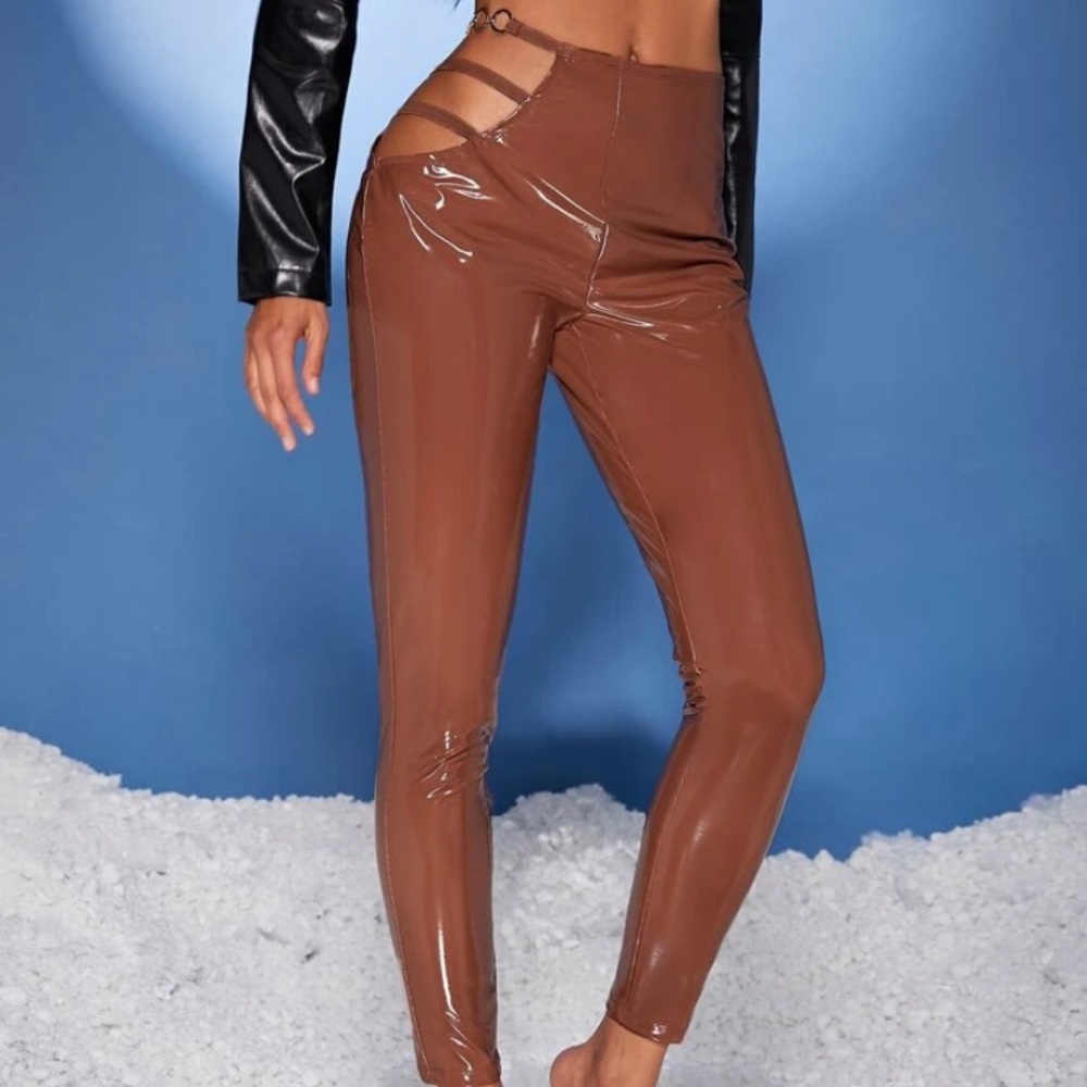 Brown latex pants
